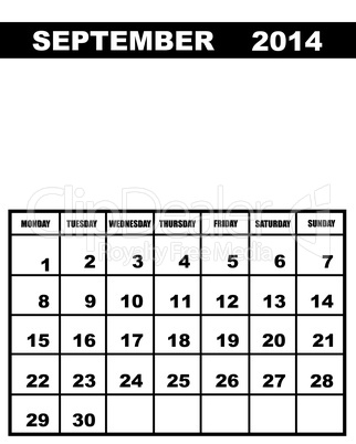 September calendar 2014