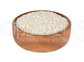 rice in wooden bowl