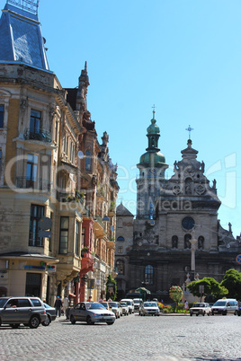 beautiful architecture and urban movement in lvov