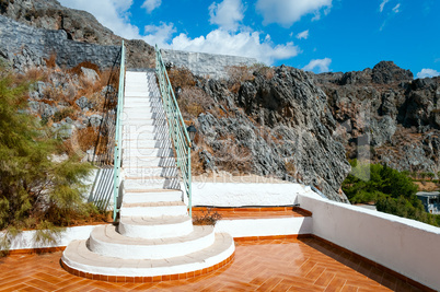 closeup white staircase