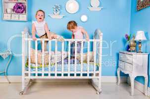 children on the bed