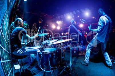 band performs on stage