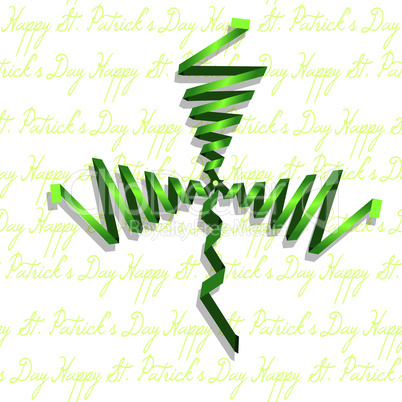 Abstract shamrock with ribbon, green creative clover.