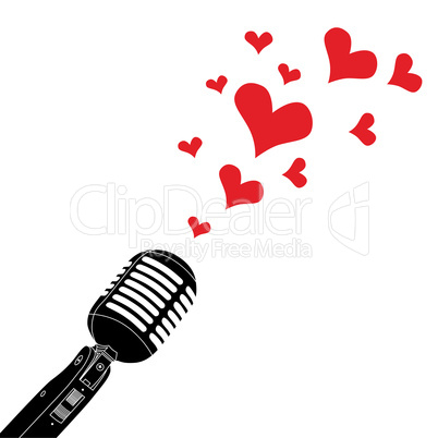microphone heart love valentines day vintage metallic object vector