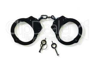 Steel handcuffs with the keys