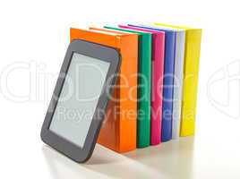 Electronic book reader with hard cover books