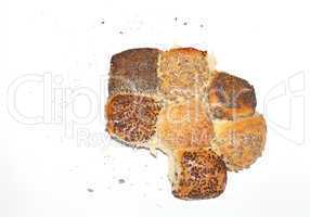 different types of bread isolated on white