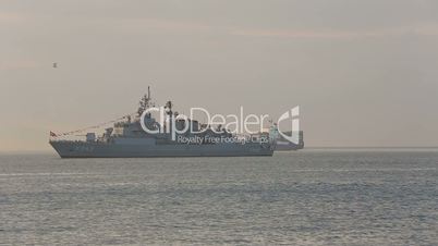 frigate war ship anchored on the Bay