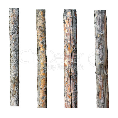 set of four timber isolated on white background