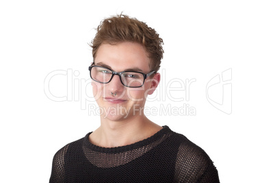 young casual man with glasses