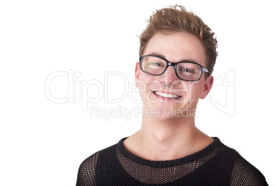 young casual man with glasses