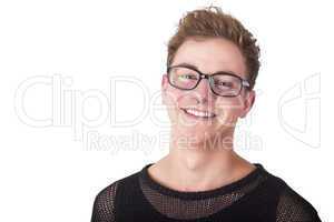 young casual man with glasses
