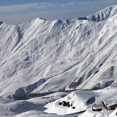view on ski resort gudauri in sun day