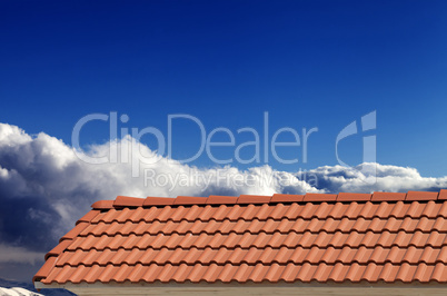 roof tiles and blue sky in nice sunny day
