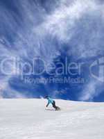 snowboarder on off-piste ski slope