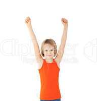 girl with raised hands