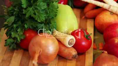 selection of fresh  vegetables for soup