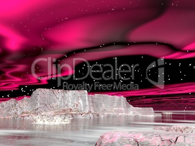 northern lights (aurora borealis)  - 3d render
