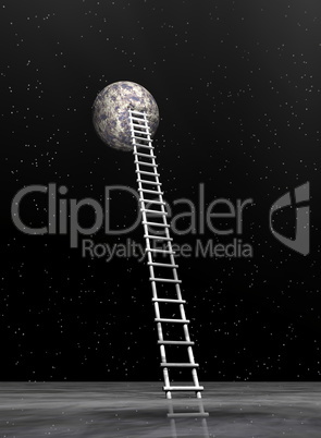 ladder to the moon - 3d render