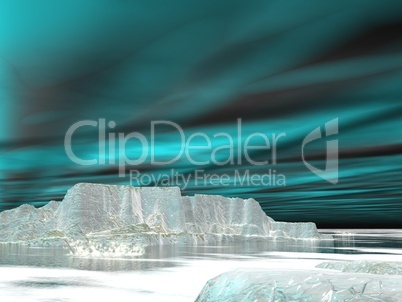 northern lights (aurora borealis)  - 3d render