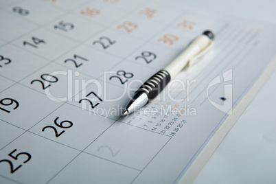 calendar and pen close-up