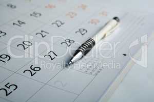 calendar and pen close-up