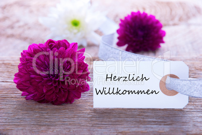 label with herzlich willkommen