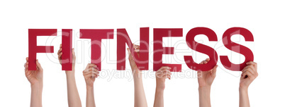 hands holding the word fitness