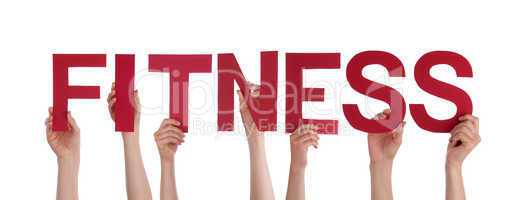 hands holding the word fitness