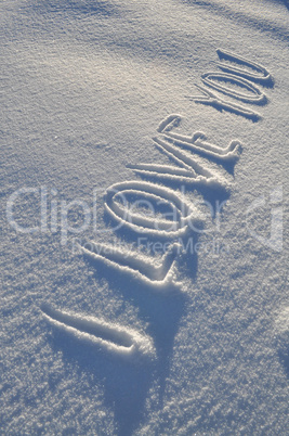 text on snow