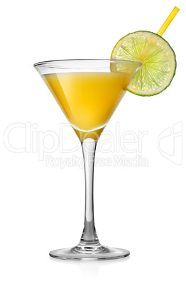 Yellow cocktail with lime