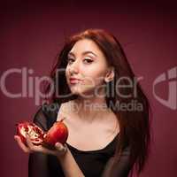 portrait girl with pomegranate