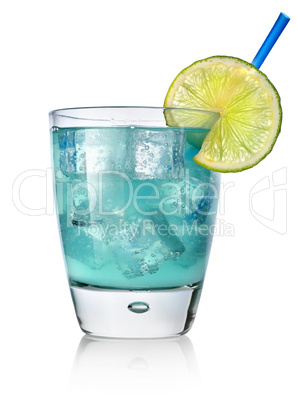 Blue cocktail with lime