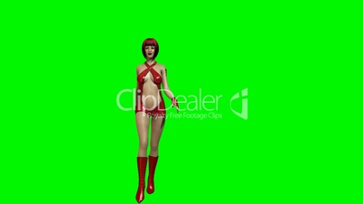 Hot sexy Girl in Latex Dress walk  -  seperated on green screen
