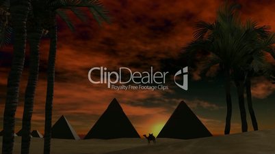 sunset over pyramids in the dessert - video background