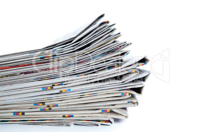 stack of newspapers close-up