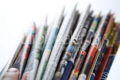 stack of newspapers close-up