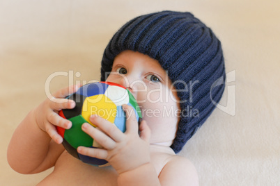 portrait of a seven month old baby boy