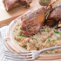 roasted goose thighs with grits