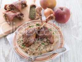 roasted goose thighs with grits