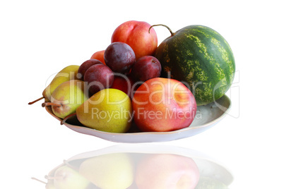 still life from the watermelon, pears and plums