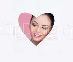 beautiful woman in a heart cutout