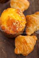 fresh baked muffin and croissant mignon