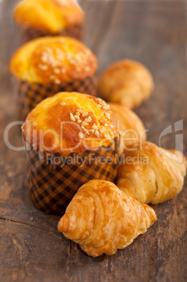 fresh baked muffin and croissant mignon