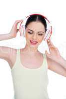 happy young woman listening to music