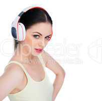 attractive young woman wearing headphones