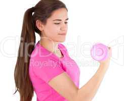 woman exercising with dumbbell