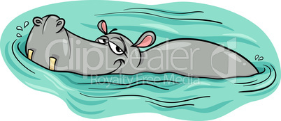 hippo or hippopotamus in river cartoon