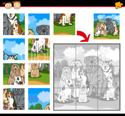 cartoon dogs jigsaw puzzle game