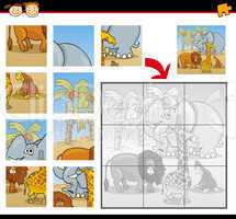 cartoon wild animals jigsaw puzzle game